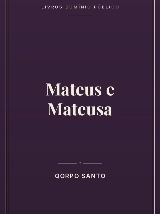 Mateus e Mateusa 1 Capa do livro Mateus e Mateusa